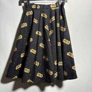 Star Wars Black Gold A Line Statement Skirt Womens XS‎ Geek Dork Comic Con
